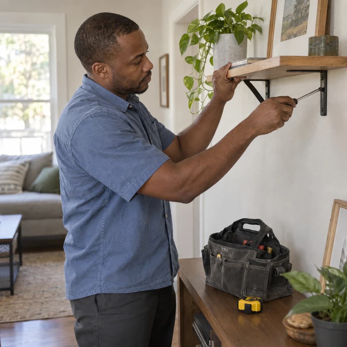 A Gofer repairing a shelf